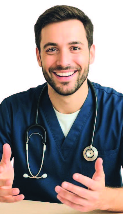 Male nurse smiling - Welcome to Bloomington